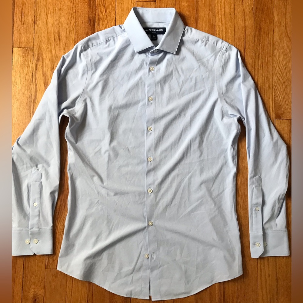 Mizzen+Main Light Blue Dress Shirt Slim Small